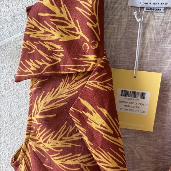 Charlie Holiday Isle of Palms Palma Tie Top Size 4/Small Beach Summer Vacation - Picture 7 of 8